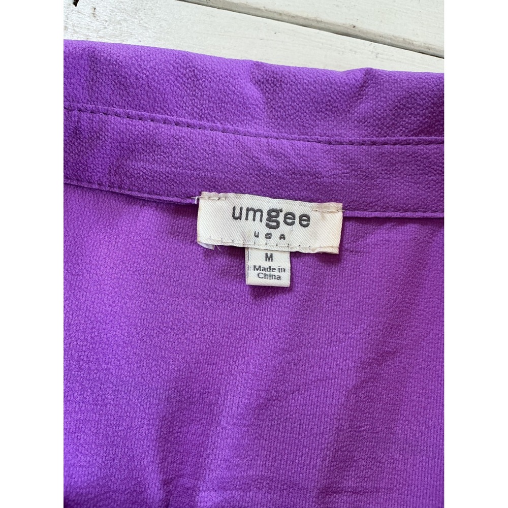 Umgee Purple Tiered Maxi Dress Ruffle Cap Sleeve V-Neck Pockets Medium A6973 - Picture 6 of 10